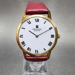 Reloj Universal Geneve Hombre 31mm Esfera Blanca Tono Dorado Cuerda Manual 542101 Funciona - Imagen 1 de 11