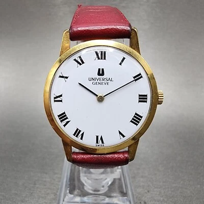 Reloj Universal Geneve Hombre 31mm Esfera Blanca Tono Dorado Cuerda Manual 542101 Funciona Foto 1 de 4