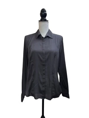 Van Heusen Studio Shirt Womens Medium Charcoal Gray Long Sleeve Button-Up — 第 1/3 张图片