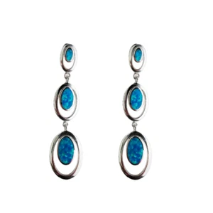 Orecchini pendenti in argento sterling con opale blu, argento 925 - Foto 1 di 4