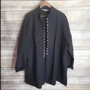 Giacca donna Sheffield Coins Soft Surroundings 2XL nero Ramie Lagenlook Artsy - Foto 1 di 2