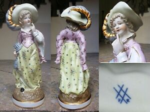 ''dama con cappello'' ceramica meissen/dresden