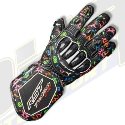 RST Tractech Evo 4 Leather Motorcycle Race Gloves - Doodle Edition - NEW INSTOCK
