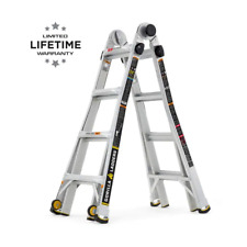 18 Ft. Reach MPXW Aluminum Multi-Position Ladder w/ Wheels 375 Lb. Load Capacity