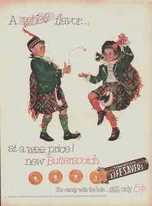 Vintage 1952 Life Savers Butterscotch Candy Kids In Kilts Print Advertisement - Picture 1 of 1