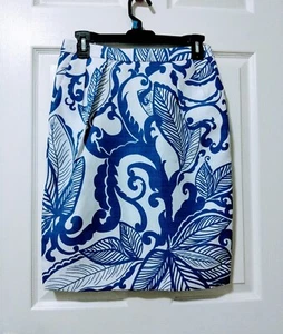 Falda Floral Attention Azul Blanco Línea A Sobre la Rodilla, Bolsillos Abertura Para Mujer 4 - Imagen 1 de 5