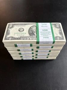 100 ($2) TWO DOLLAR BILLS UNCIRCULATED SEQUENTIAL - 2017A CONSECUTIVE ORDER - Picture 1 of 3