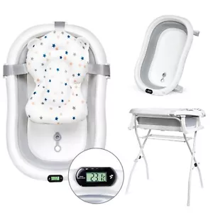 moovkee. Babybadewanne mit Gestell 80cm - Baby Badewanne Faltbar mit Thermometer - Bild 1 von 21