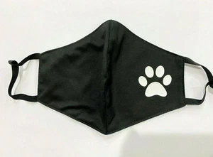 Doggie Puppy Paw Logo Washable Black Face Mask Nano-Polyester AntiMicrobial UK - Picture 1 of 3