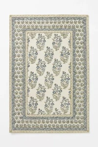 Alfombra tapiz floral vintage elegante alfombra botánica azul, tradicional ornamentada - Imagen 1 de 1