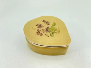 Vintage Genuine Hand Carved Italy Alabaster Trinket Box Heart Floral Hinged Lid - Picture 1 of 10