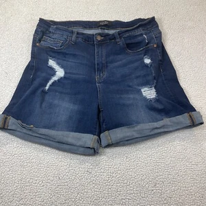 Judy Blue Distressed Denim Shorts Cuffed Rolled Size 2XL Dark Wash - Bild 1 von 8