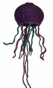 GRASS ROOTS IN THE SEA BEADED JELLY FISH Purple Blue Green Sea creature Ocean - Picture 1 of 2