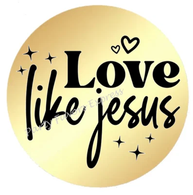 GOLD FOIL LOVE LIKE JESUS ENVELOPE SEALS LABELS STICKERS PARTY FAVORS - Image 1 of 2