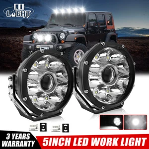 Pair Super Bright 5" inch Round LED Work Light Pod Spot Offroad Driving Fog Lamp - Picture 1 of 9