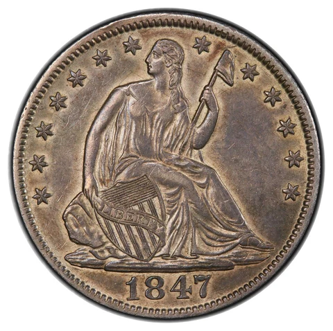 1847 50C Liberty Seated Half Dollar PCGS XF45 Cover