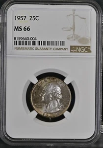 1957 25C Washington Quarter Dollar NGC MS66 8159640-004 - Picture 1 of 2