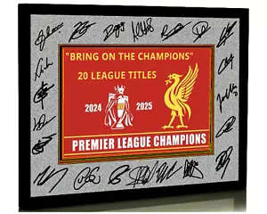 Liverpool fc Premier League Champions 2024-25 Framed Signed A4 Great Gift - Picture 1 of 1