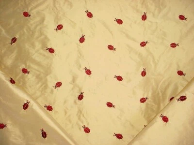1-5/8Y Lee Jofa Embroidered Ladybird Silk Sun Drapery Upholstery Fabric - Image 1 of 4