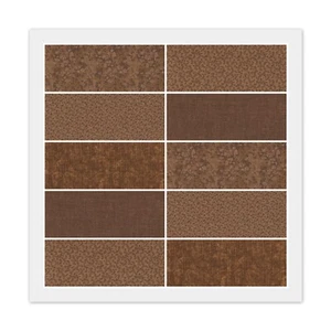Lot of 10 Fat Quarters - BROWN, CHOCOLATE 5 Prints 2 Each, Cotton Fabric Bundle - Picture 1 of 6