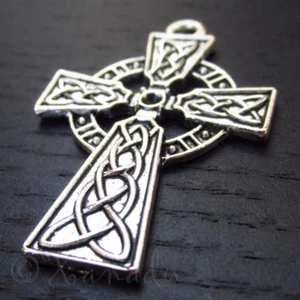 Celtic Cross 41mm Antiqued Silver Plated Charm Pendants C9207 - 2, 5 Or 10PCs - Picture 1 of 3