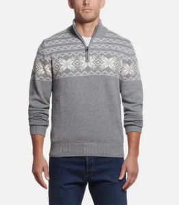 Weatherproof Vintage 1/4 Zip Holiday Sweater, Heavyweight(MED GREY HRT, S )NWT - Picture 1 of 2