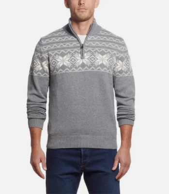 Weatherproof Vintage  1/4 Zip Holiday Sweater, Heavyweight(MED GREY HRT, L )NWT - Image 1 of 2