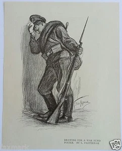 L. Pasternak Drawing for a War Fund Poster - 1916 - From Old Book.... - Picture 1 of 3