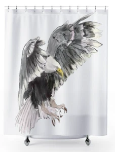 American Bald Eagle Original Art Shower Curtain 71"x74" - Picture 1 of 2