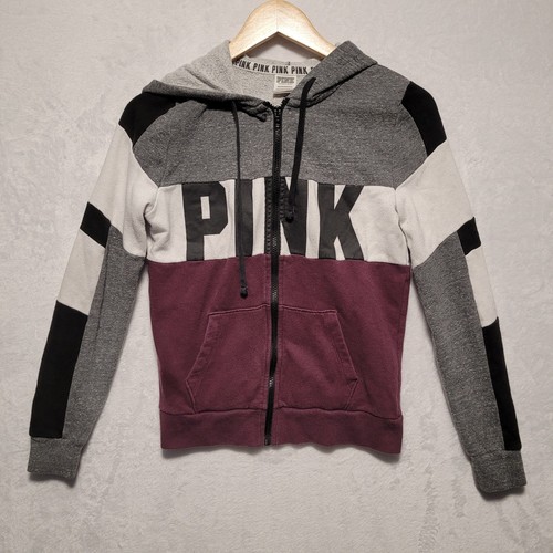UNDERCOVER Victoria Secret maglione rosa felpa con cappuccio 1 4 zip grigio con viola donna XS con difetti