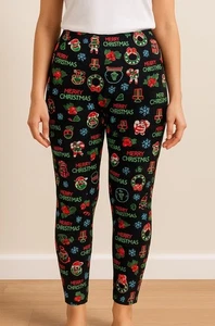 No Boundaries Women’s XXL (19) Christmas Pajama Pants – Black Festive Print - Picture 1 of 4