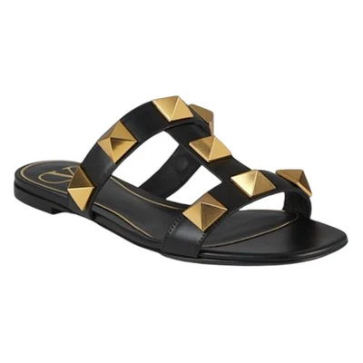 Valentino Garavani Roman Stud Calfskin Leather Slide Sandal Women Size 37.5 - Image 1 of 4