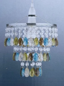 Lampshade Glass Acrylic Silver Arfalini Pendant Light Shade Chrome Blue Green - Picture 1 of 2