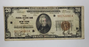 1929 $20 NEW YORK, New York Federal Reserve Bank National Currency Banknote - Picture 1 of 7