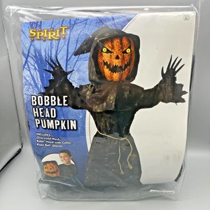 Geist Halloween Wackelkopf Kürbis Kostüm Kind Medium 8-10 Kapuze Maske Handschuhe Gewand - Bild 1 von 12