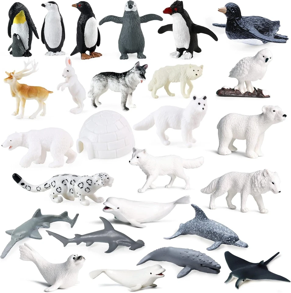 Paquete de 26 figuras de animales polares mini plástico ártico criaturas marinas antárticas pingüino Foto 1 de 4