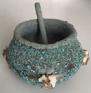 Nativo Americano Zuni Oso Turquesa Triturado Fetiche Maceta Cuenco Palo - Imagen 1 de 11