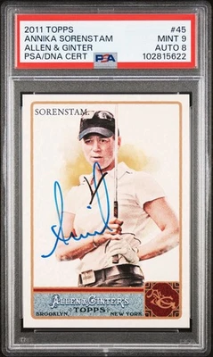 2011 Topps Allen & Ginter Annika Sorenstam Autograph PSA 9 Auto 8 NM/MT Dual - Image 1 of 3