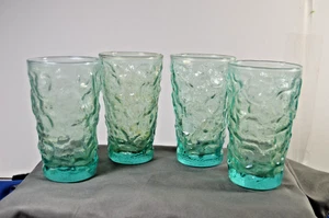 Juego de 4 vasos de jugo arrugado azul aguamarina Anchor Hocking Milano Lido vintage - Imagen 1 de 4