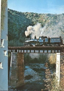 Cass Scenic RR Shay Lokomotive Rasierer Gabel Fluss Brücke West Virginia Postkarte - Bild 1 von 2