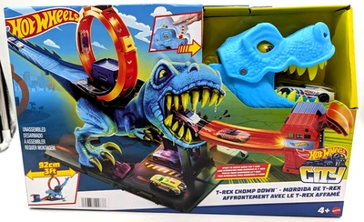 *DAMAGED BOX* Hot Wheels City T-Rex Chomp Down TVD - Image 1 of 4