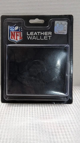 Pittsburgh Steelers Black Laser Engraved Leather Billfold Wallet NWT Cover
