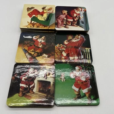 Vintage Coca Cola Cork Back Christmas Coasters Santa 1999-2000 Lot Of 23 - Image 1 of 4