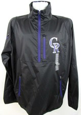 Colorado Rockies Mens Medium 1/2 Zip Screened Pullover Windbreaker Jacket CRO 3