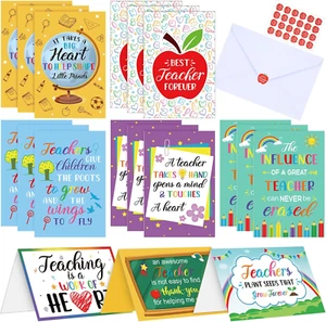 24 Teacher Appreciation Thank You Cards - Bulk Gift Set for Teachers Day - Picture 1 of 7
