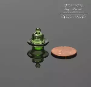 Plato de vidrio verde en miniatura para casa de muñecas 1:12 con tapa BD HB543 - Imagen 1 de 2