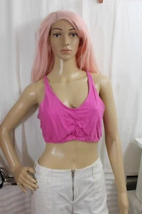 Women's Pink Sleeveless Cotton Crop Racerback scoop Neck Top L sports Bra - Picture 1 of 4