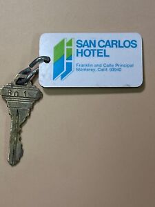 San Carlos Hotel Motel Room Key Fob & Key Monterey California #801 RARE