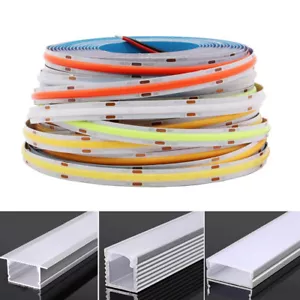 24V 528LEDs/m COB LED Strip Lights or 10pcs 3.3ft Each Aluminum Channel Holder - Picture 1 of 52