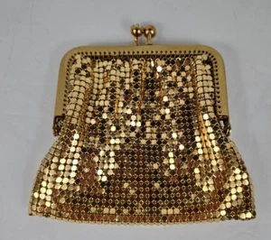 West Germany Gold Mesh Coin Purse vintage kiss clasp - Picture 1 of 6